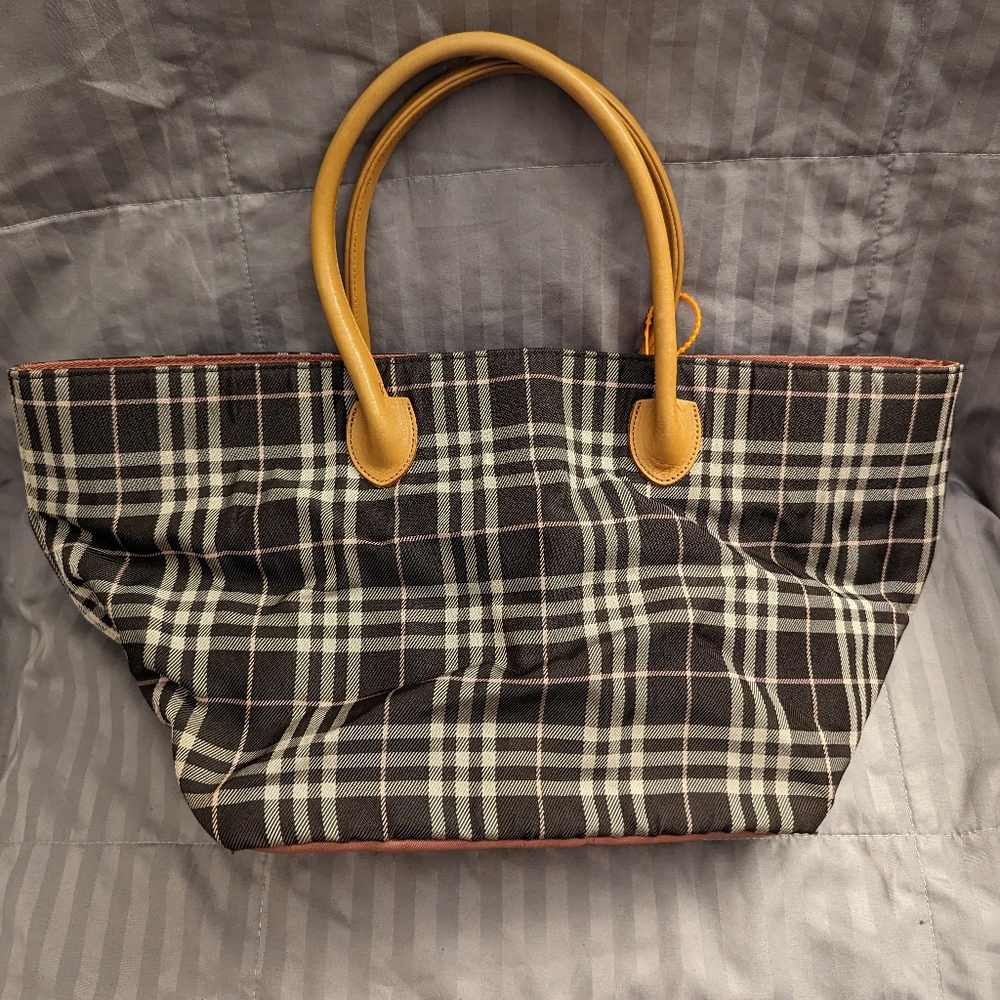 Plaid Burberry blue label tote bag